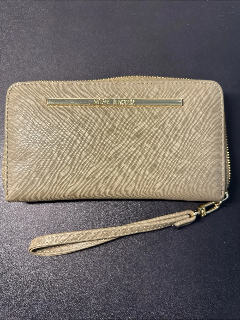 Steve Madden Olive Zip-Around Wristlet with Gold Accent